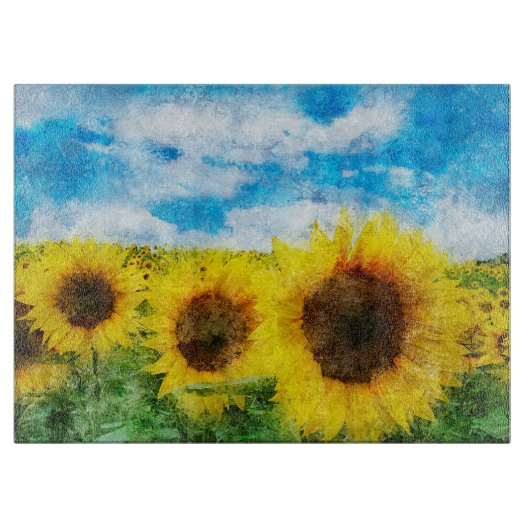 Planche À Découper Peinture de tournesols (Devant)