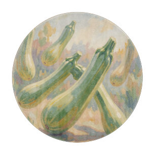 Planche À Découper Peinture impressionniste de courgettes vertes fraî