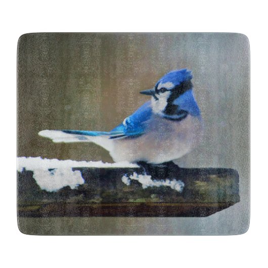 Planche À Découper Peinture Jay Bleu - Art Oiseau Original (Devant)