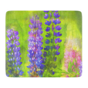 Planche À Découper Peinture Lupine - Art Fleur Original