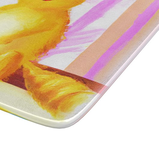 Planche À Découper Peinture Mignonne D'Un Chat Tenant Une Brosse. Com (Coin)