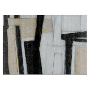 Planche À Découper Peinture noire et blanche abstraite
