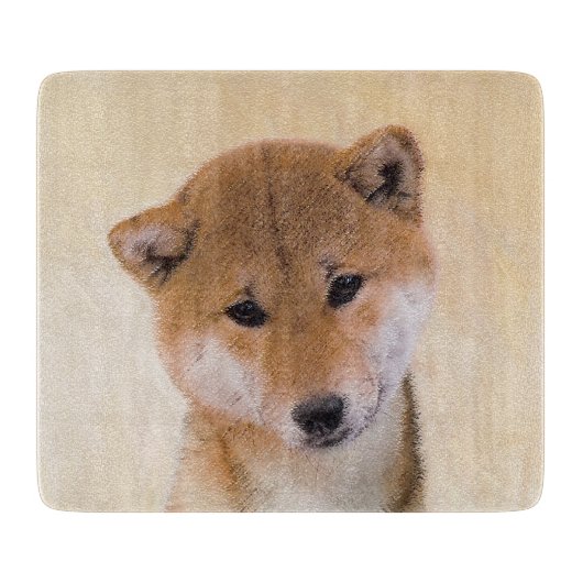 Planche À Découper Peinture Shiba Inu (Rouge) - Art Chien original (Devant)