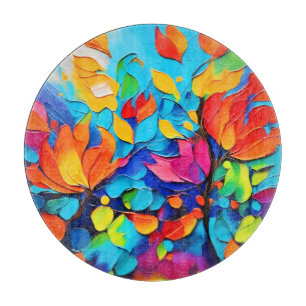 Planche À Découper Peinture symphonique florale vibrante