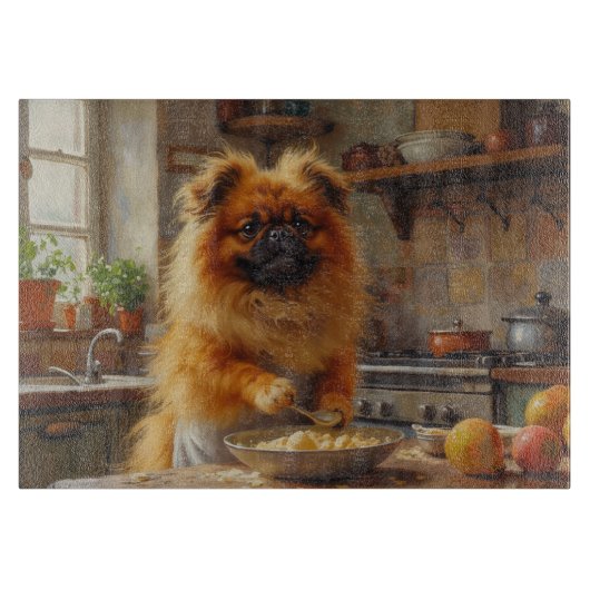Planche À Découper Pekingese Cooking in Kitchen (Devant)