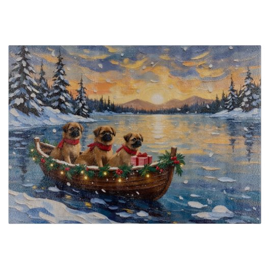 Planche À Découper Pékinois Bateau de Noël Vacances (Devant)