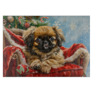 Planche À Découper Pékinois Noël Festif