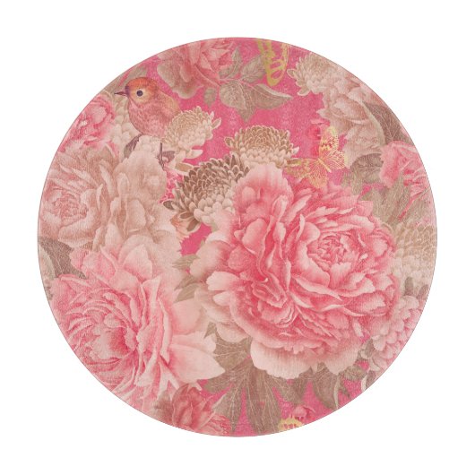 Planche À Découper Peonées florales, papillons : pat transparent colo (Devant)