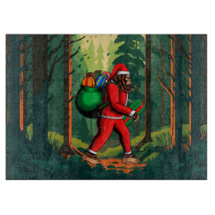 Planche À Découper Père Noël Bigfoot Sac de Cadeaux Rectangulaire