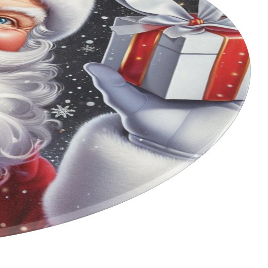 Planche À Découper Père Noël classique avec présent & ornements (Coin)