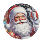 Planche À Découper Père Noël classique avec présent & ornements (Devant)