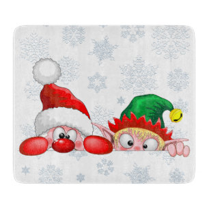 Planche À Découper Père Noël et Elfe Personnages mignons et drôles qu