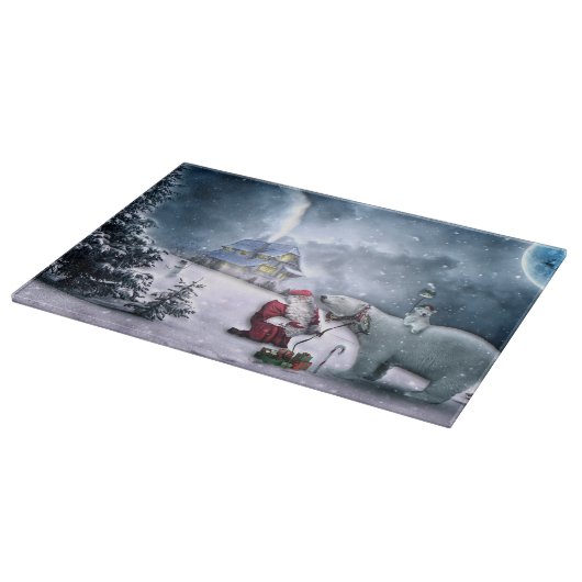 Planche À Découper Père Noël et ours polaire (Coin)