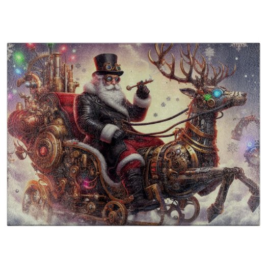Planche À Découper Père Noël/Reindeer steampunk Noël/hiver (Devant)