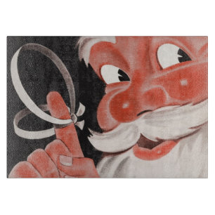 Planche À Découper Père Noël vintage avec ficelle de rappel au doigt