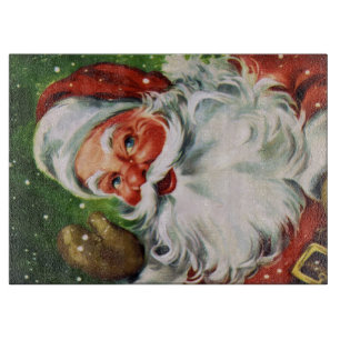 Planche À Découper Père Noël vintage font face à 1