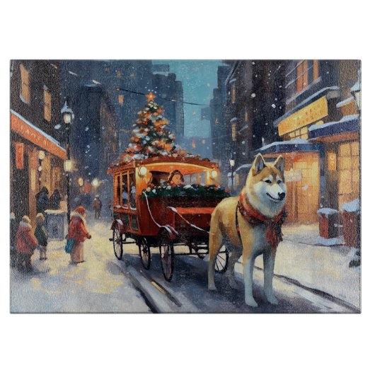Planche À Découper Période de fêtes d'Akita de Noël (Devant)