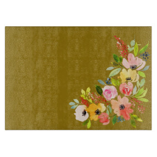 Planche À Découper Pérou et aquarelle Floral Bouquet Cutting Board