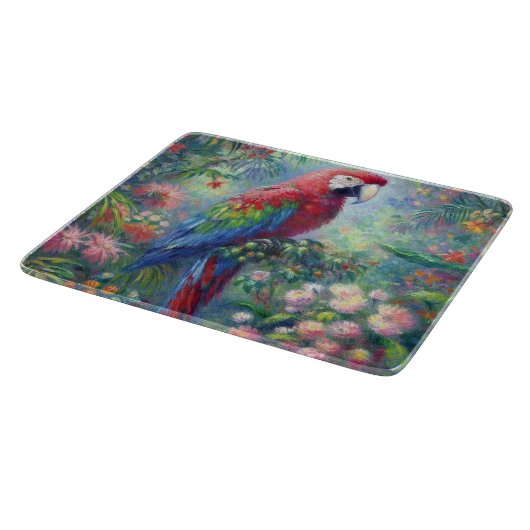 Planche À Découper Perroquet Oiseau Jungle Floral Impressionnisme pei (Coin)