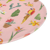 Planche À Découper Perroquet tropical, Motif Vintage Cactus. (Coin)