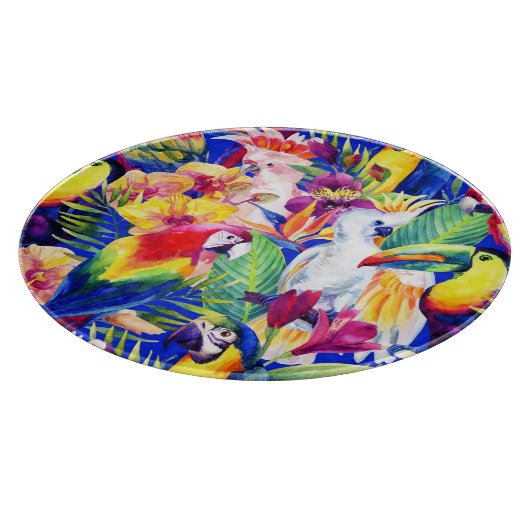 Planche À Découper Perroquets d'aquarelle (Coin)