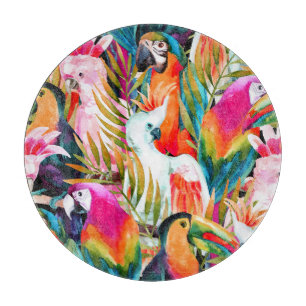 Planche À Découper Perroquets d'aquarelle : Motif Tropical