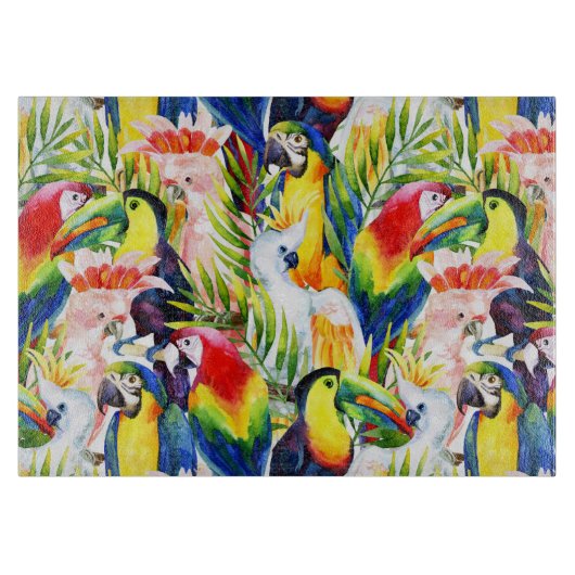 Planche À Découper Perroquets Et Feuilles De Palmiers (Devant)