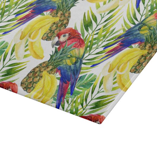 Planche À Découper Perroquets et fruit tropical (Coin)