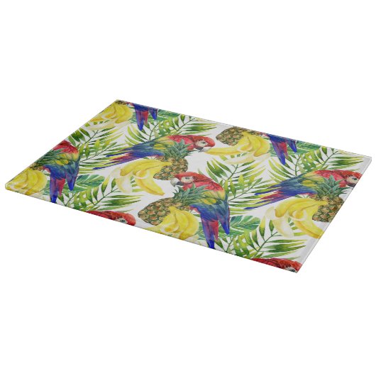 Planche À Découper Perroquets et fruit tropical (Coin)