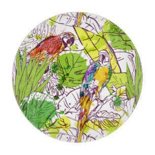 Planche À Découper Perroquets tropicaux