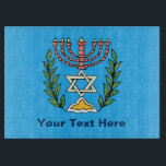 Planche À Découper Persian Magen David Menorah<br><div class="desc">Cette image a été adaptée à partir d'un carrelage juif perse antique et présente une menorah avec un Magen David (Étoile de David) encadré de branches d'olivier. Les imperfections de l'image originale peinte à la main ont été conservées.</div>