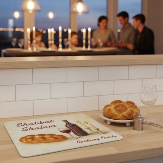 Planche À Découper Personalized Family Name Shabbat Shalom