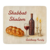 Planche À Découper Personalized Family Name Shabbat Shalom (Devant)
