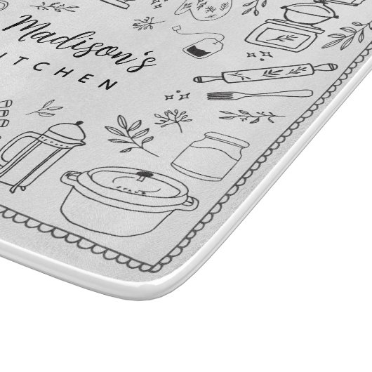 Planche À Découper Personalized Hand Drawn Kitchen Cooking Utensils  (Coin)