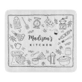 Planche À Découper Personalized Hand Drawn Kitchen Cooking Utensils  (Devant)