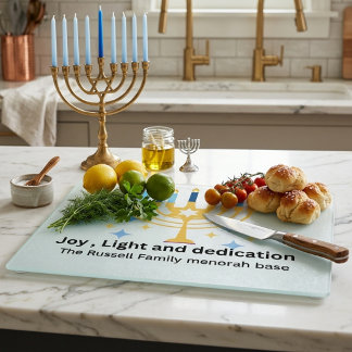 Planche À Découper Personalized Hanukkah Custom Family Name Menorah