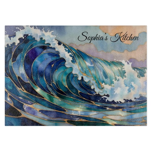 Planche À Découper Personalized Ocean Wave Cutting Board Coastal (Devant)