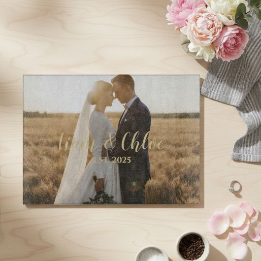 Planche À Découper Personalized Rustic Wedding Photo Custom Names