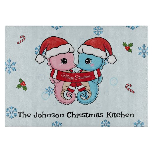 Planche À Découper Personalized Seahorse Christmas Cutting Board (Devant)