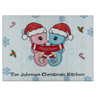 Planche À Découper Personalized Seahorse Christmas Cutting Board