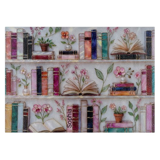 Planche À Découper Personalized Stained Glass Bookshelf Cutting Board (Devant)
