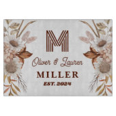 Planche À Découper Personnalisé Boho Rustique Floral Monogramme Coupl (Devant)