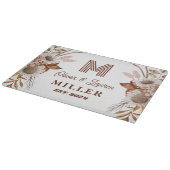 Planche À Découper Personnalisé Boho Rustique Floral Monogramme Coupl (Coin)