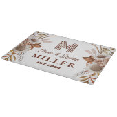 Planche À Découper Personnalisé Boho Rustique Floral Monogramme Coupl (Coin)