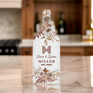 Planche À Découper Personnalisé Boho Rustique Floral Monogramme Coupl