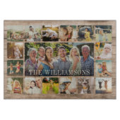 Planche À Découper Personnalisé Rustique Famille photo Collage de pho (Devant)