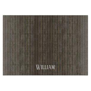 Planche À Découper Personnalised brown retro pinstripes