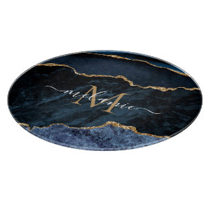 Planche à découper personnalisée Navy Blue Gold