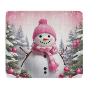 Planche À Découper Personnaliser : Happy Pink Scarf Xmas Snowman