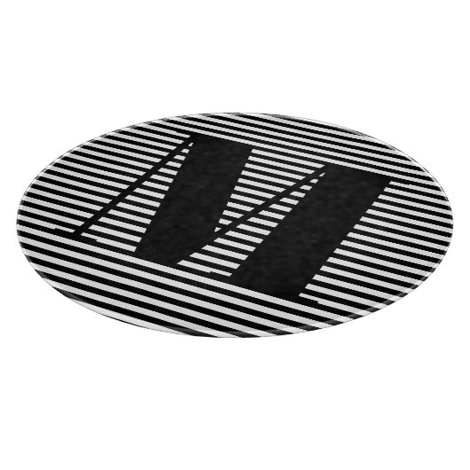 Planche À Découper Personnaliser monogramme initiale noir blanc rayur (Coin)